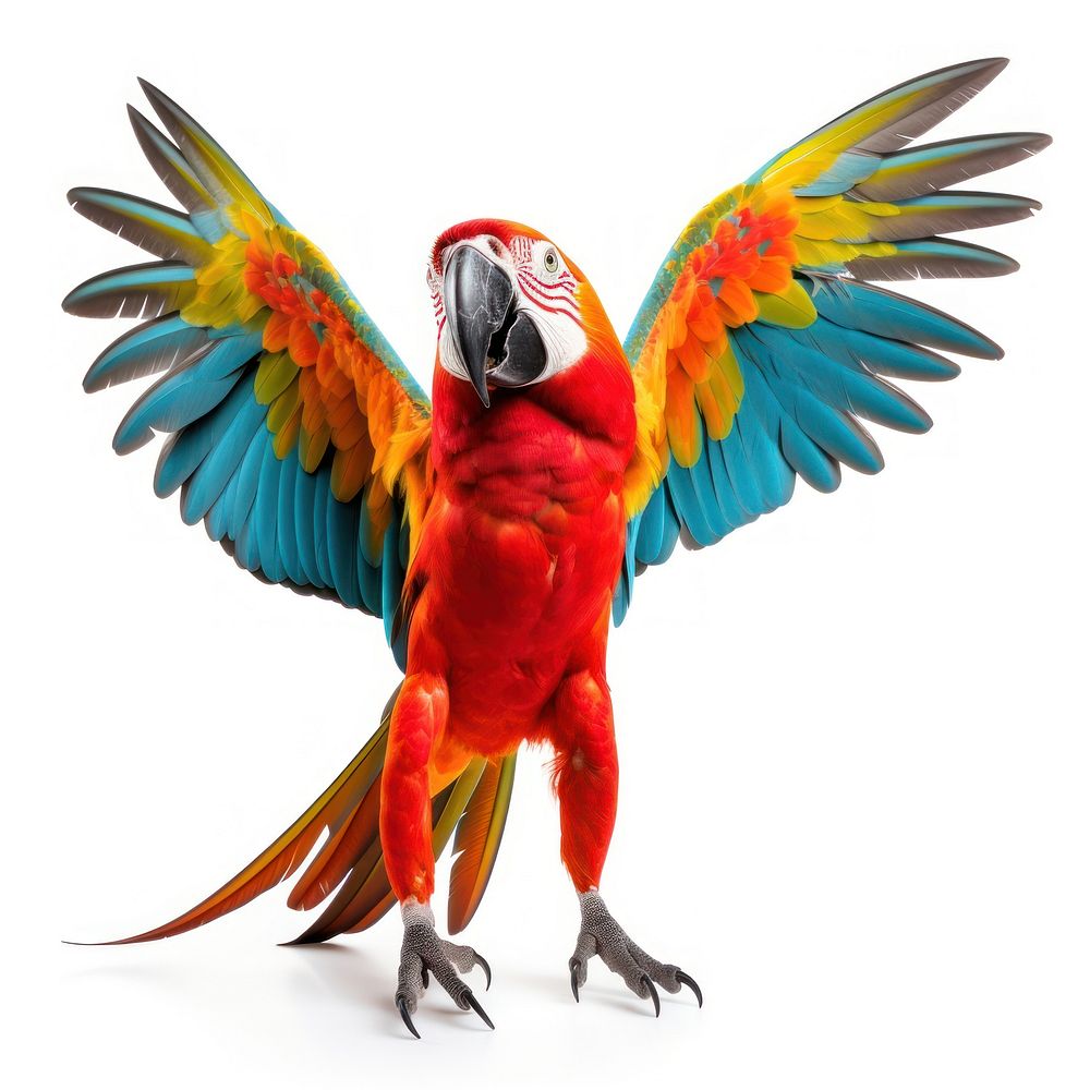 Happy smiling dancing parrot animal bird white background. AI generated Image by rawpixel.