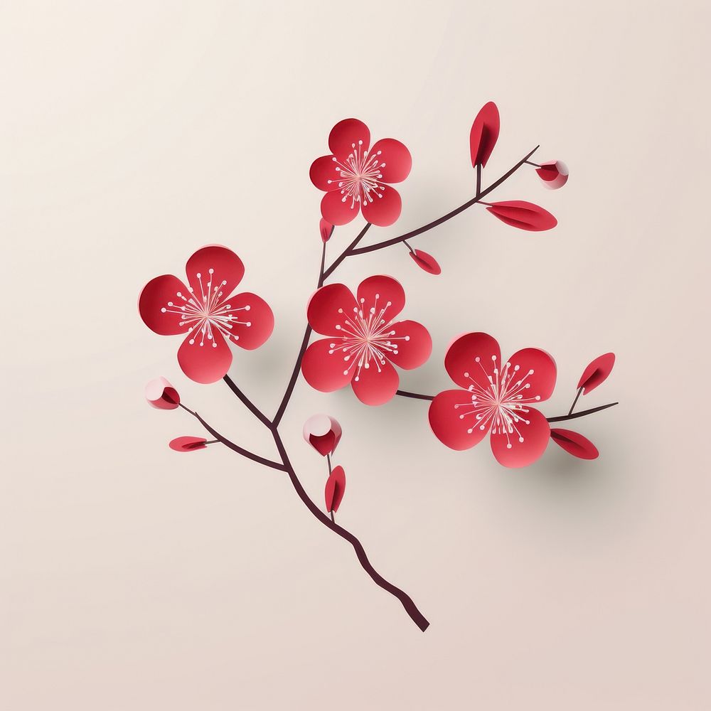 Plum Blossom blossom flower plant. AI generated Image by rawpixel.