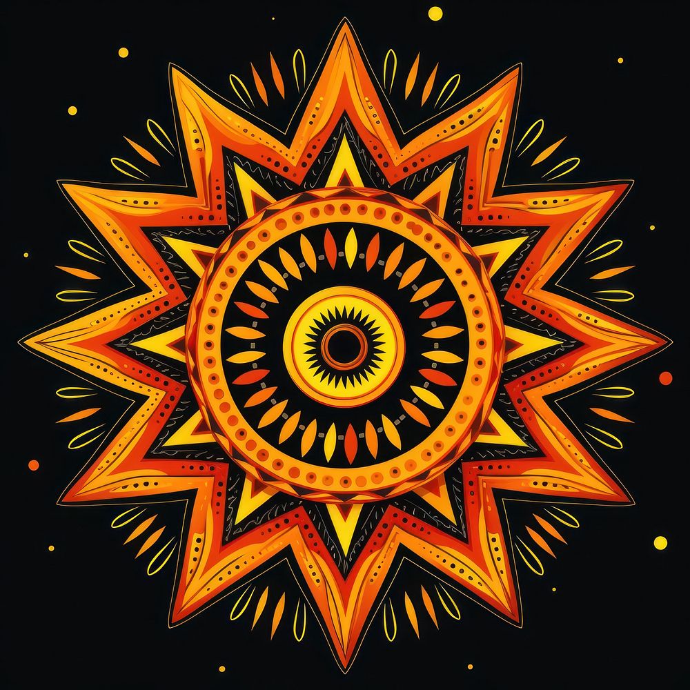 Mandala sun pattern art illuminated. AI generated Image by rawpixel.