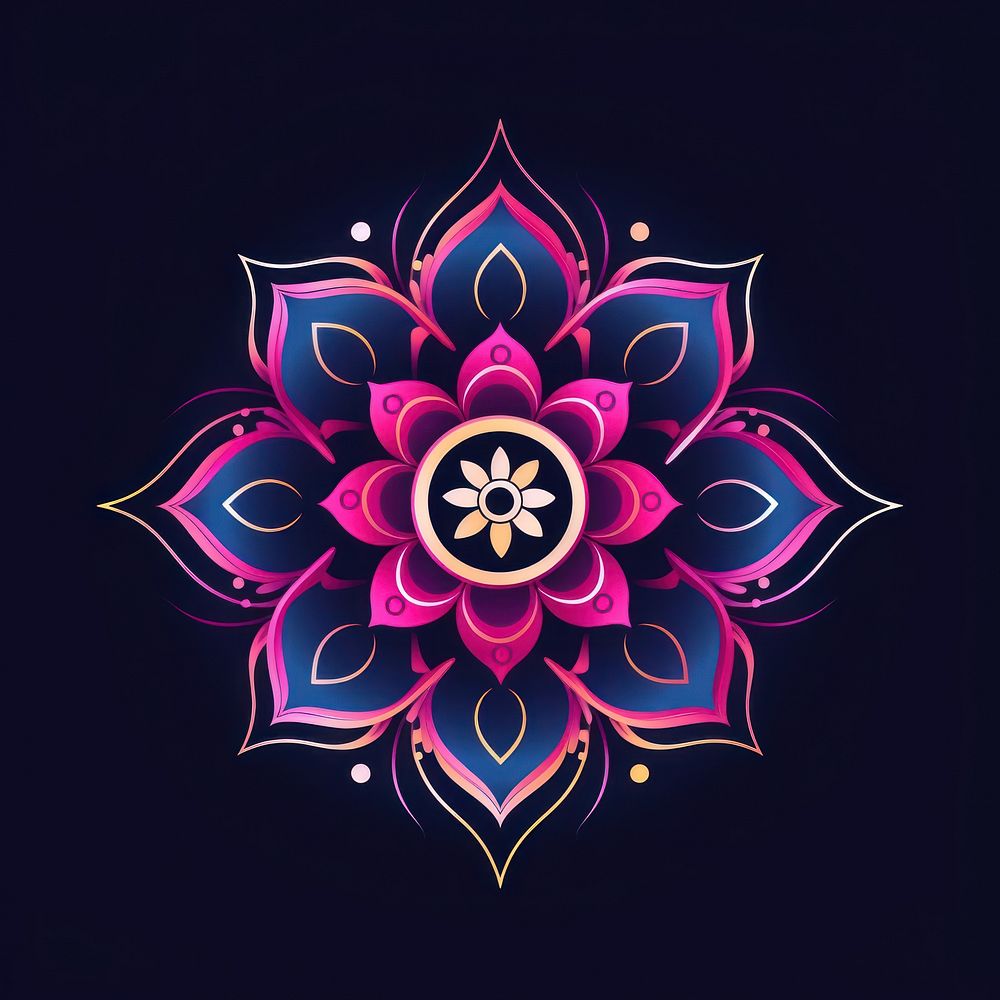 Diwali pattern purple flower. AI generated Image by rawpixel.