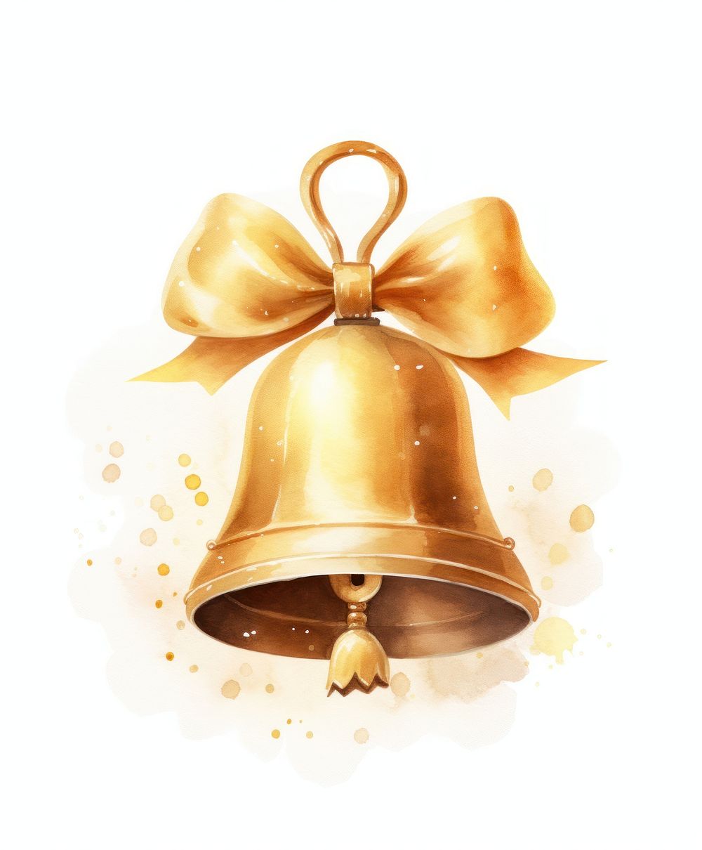 A golden bell bow celebration decoration. AI generated Image by rawpixel.