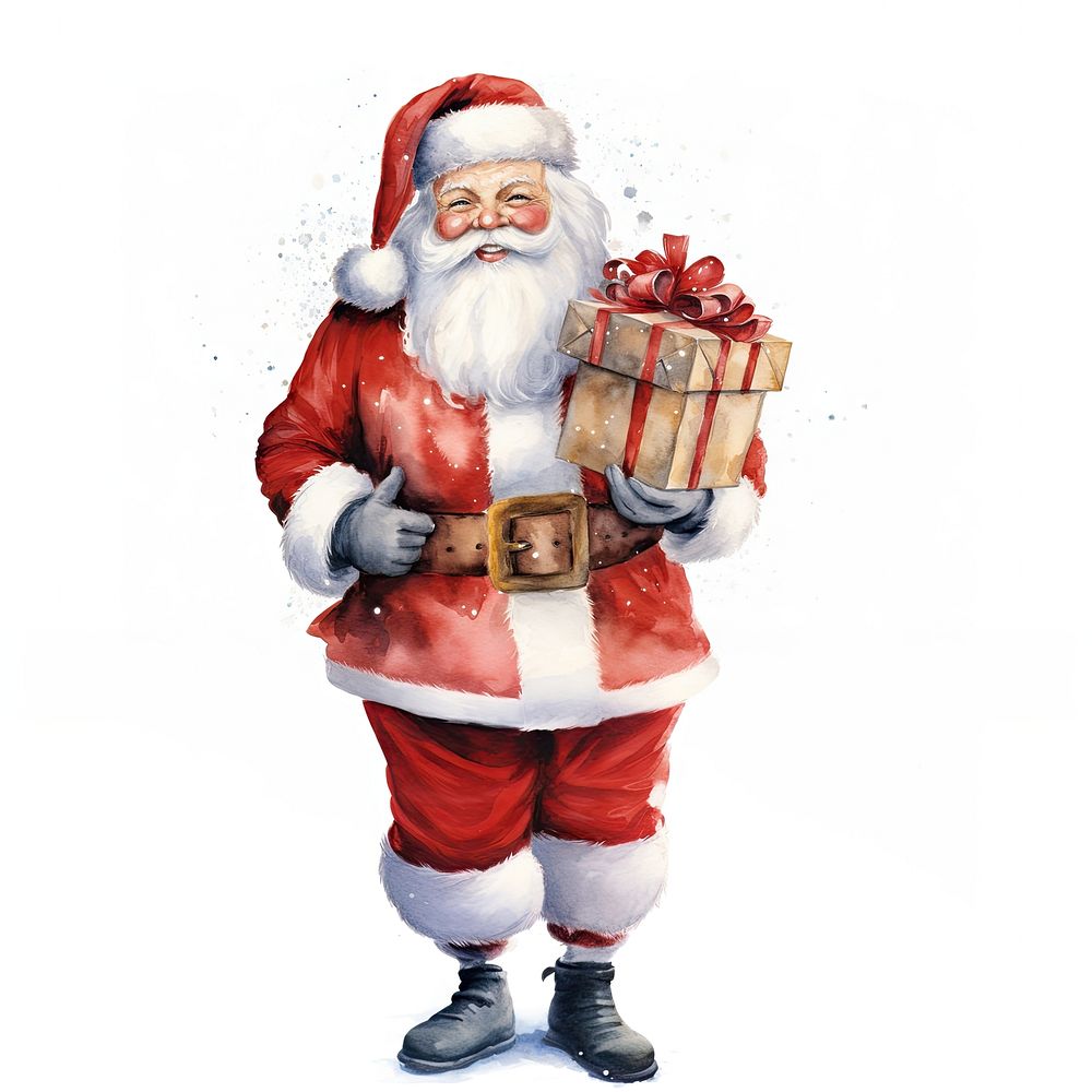 Watercolor Santa christmas footwear gift. AI generated Image by rawpixel.