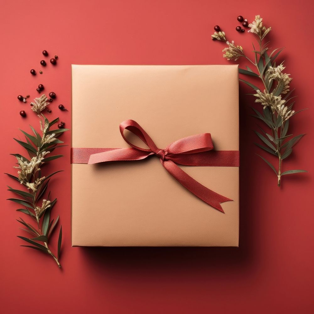 A christmas gift box red celebration anniversary. AI generated Image by rawpixel.