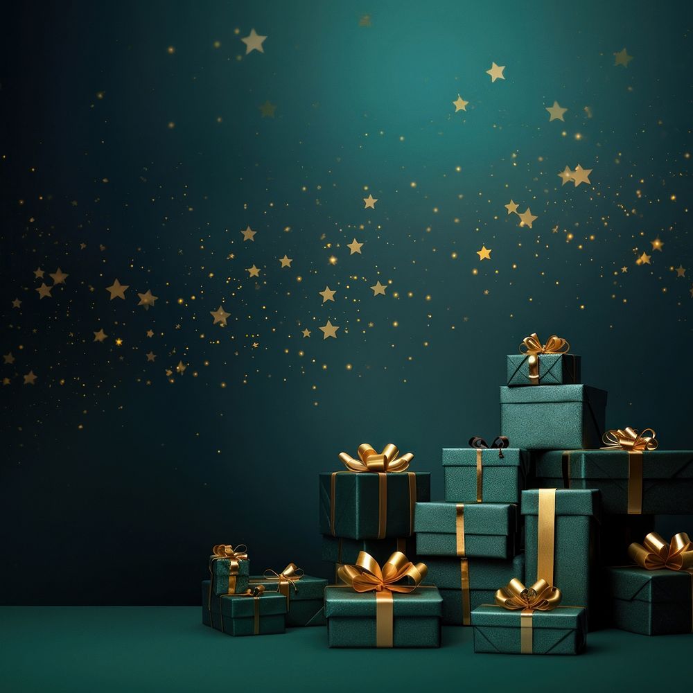 Christmas presents lighting green night. AI generated Image by rawpixel.