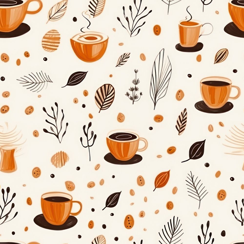 Coffee pattern backgrounds cup. AI generated Image by rawpixel.