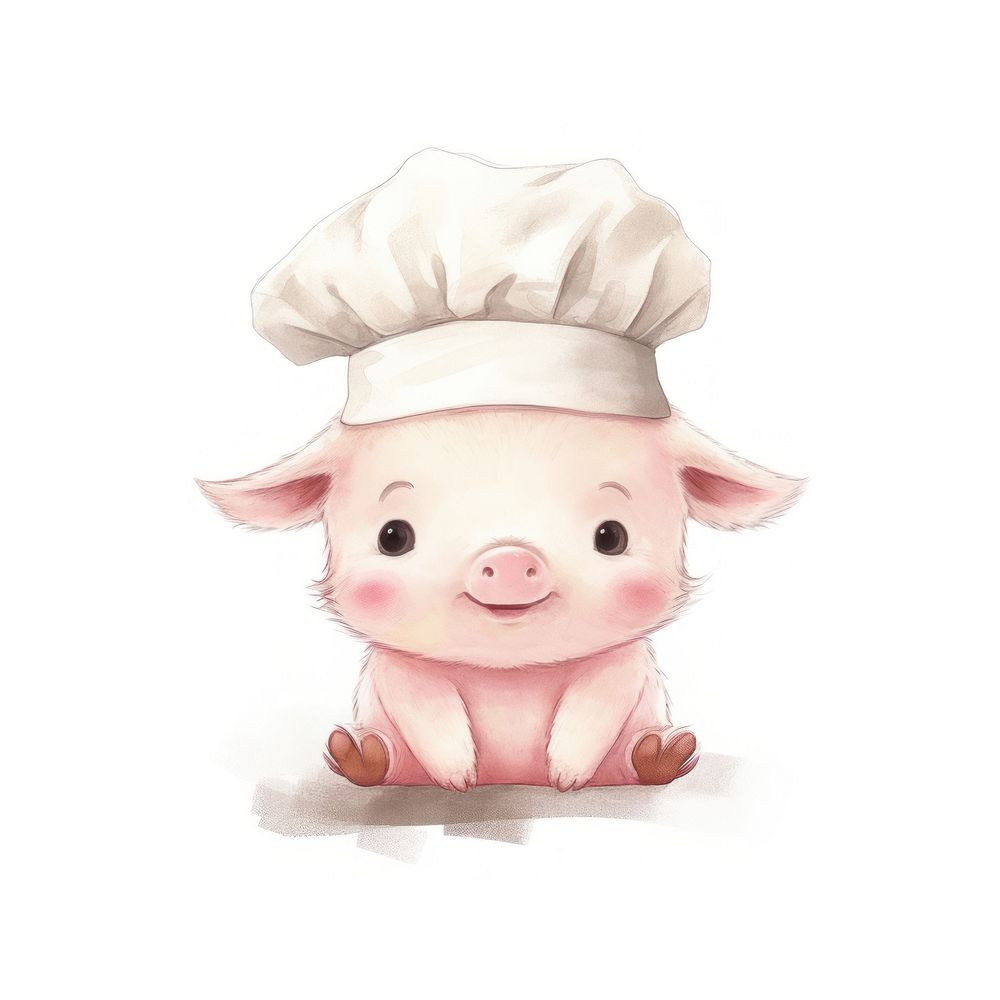 Pig wearing chef hat mammal animal cute. 