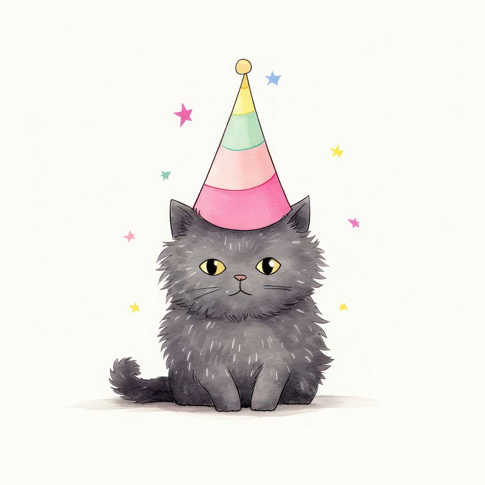 Cat wearing party hat animal mammal cute. AI generated Image by rawpixel.