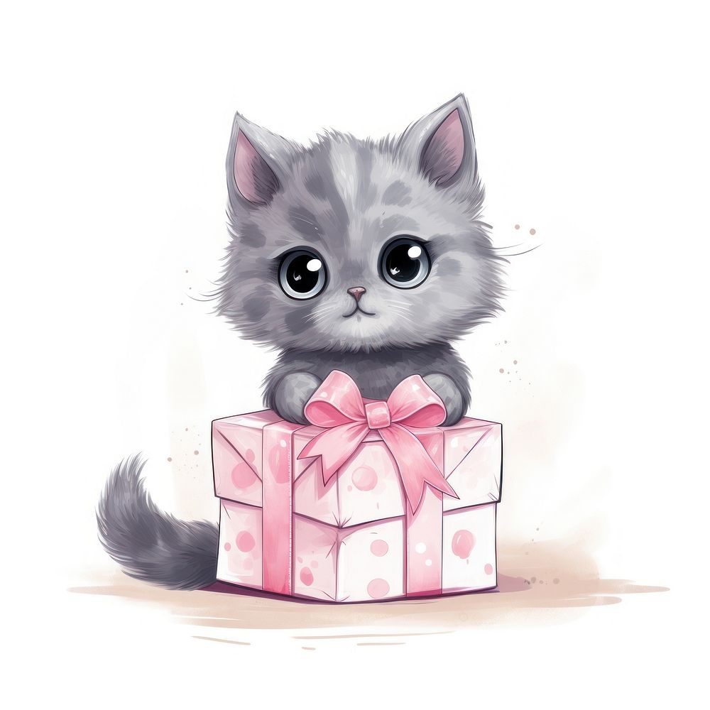 Animal mammal kitten gift. AI generated Image by rawpixel.