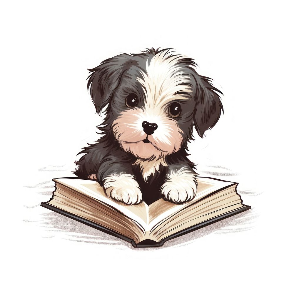 Dog reading a book animal publication mammal. AI generated Image by rawpixel.