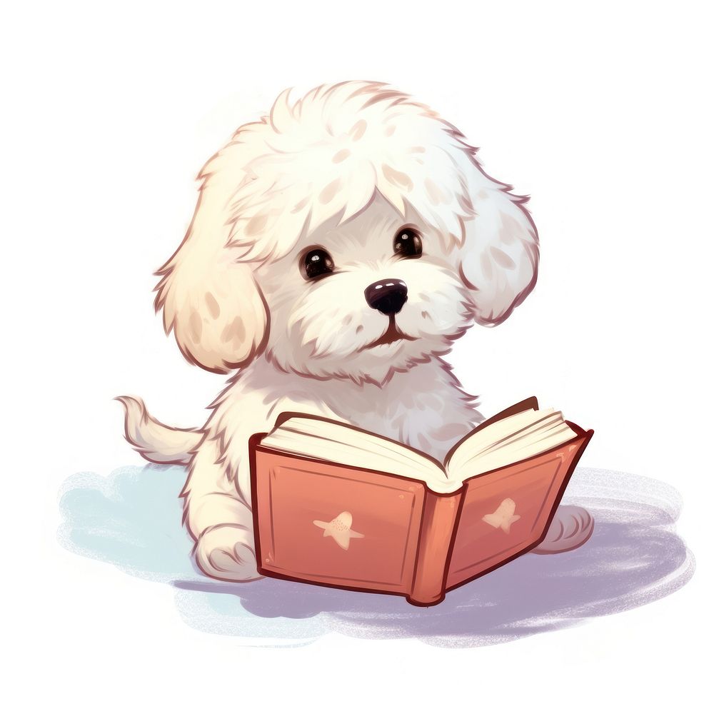 Dog reading book animal publication mammal. AI generated Image by rawpixel.