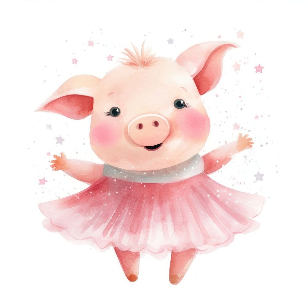 Pig ballet animal mammal cute. AI generated Image by rawpixel.