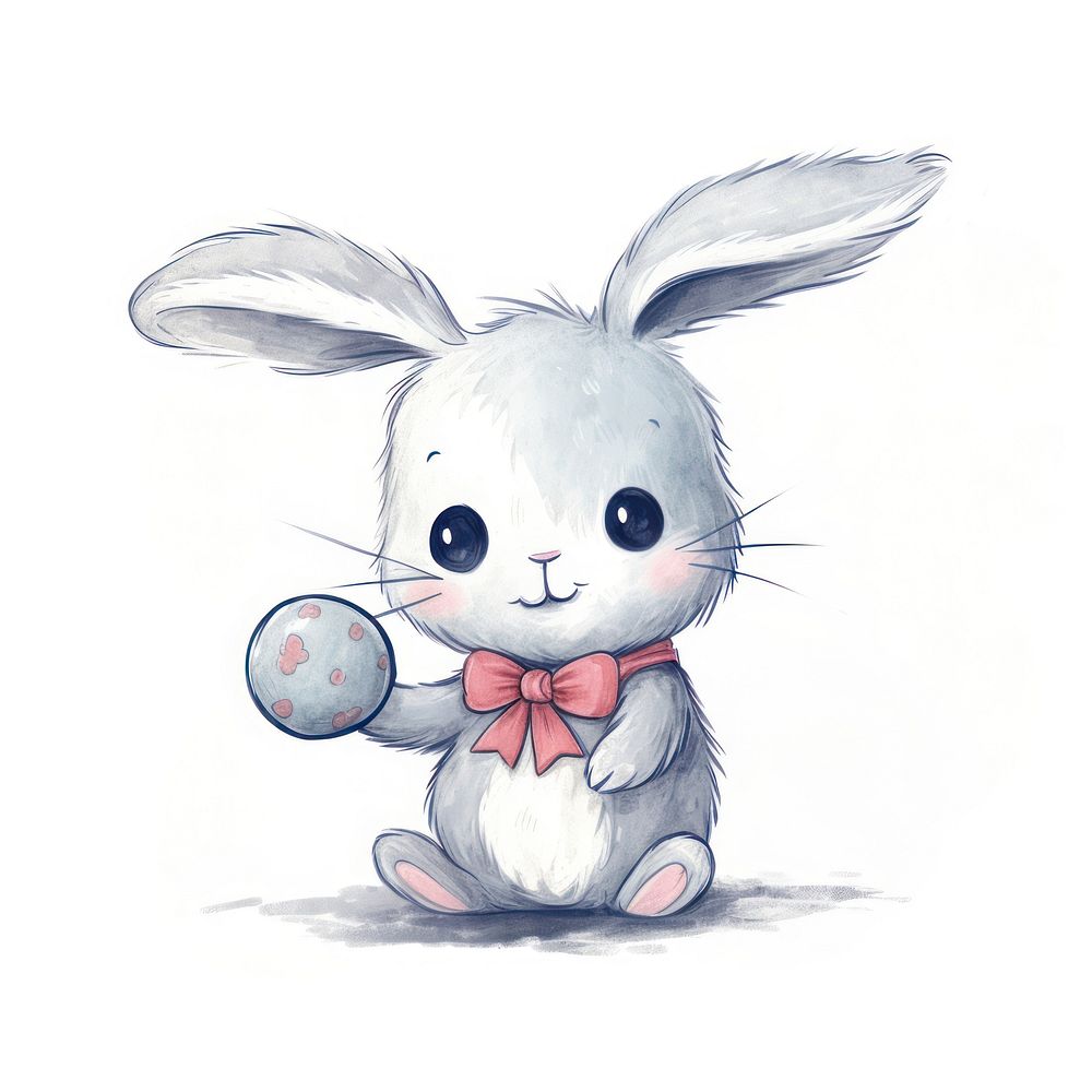 Rabbit holding easter egg animal drawing mammal. AI generated Image by rawpixel.