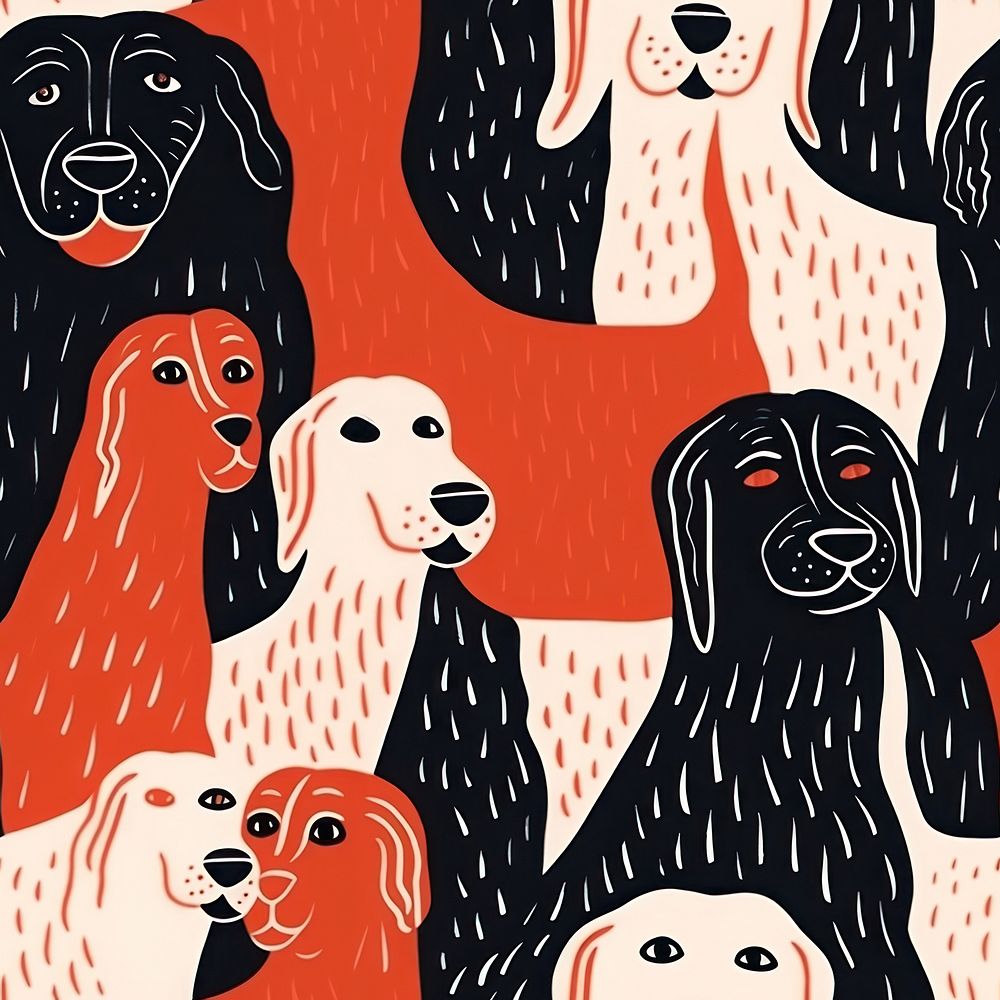 Dog illustrated pattern drawing. AI generated Image by rawpixel.