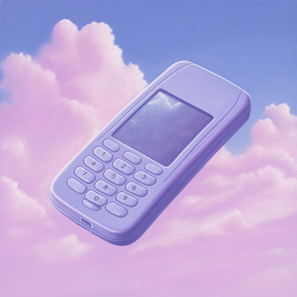 A pastel purple mobile phone cloud electronics calculator. AI generated Image by rawpixel.