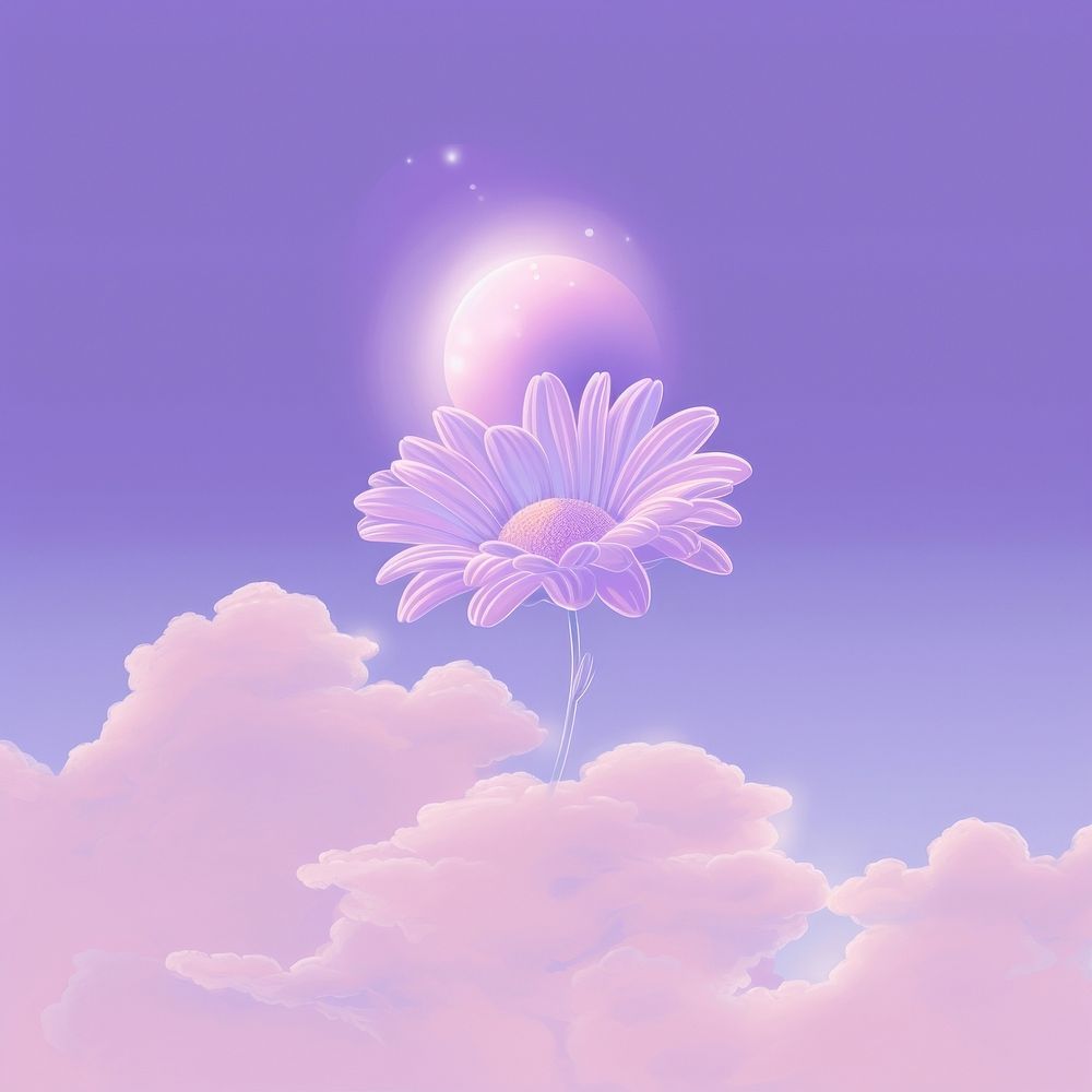 Daisy flower purple outdoors nature. AI generated Image by rawpixel.