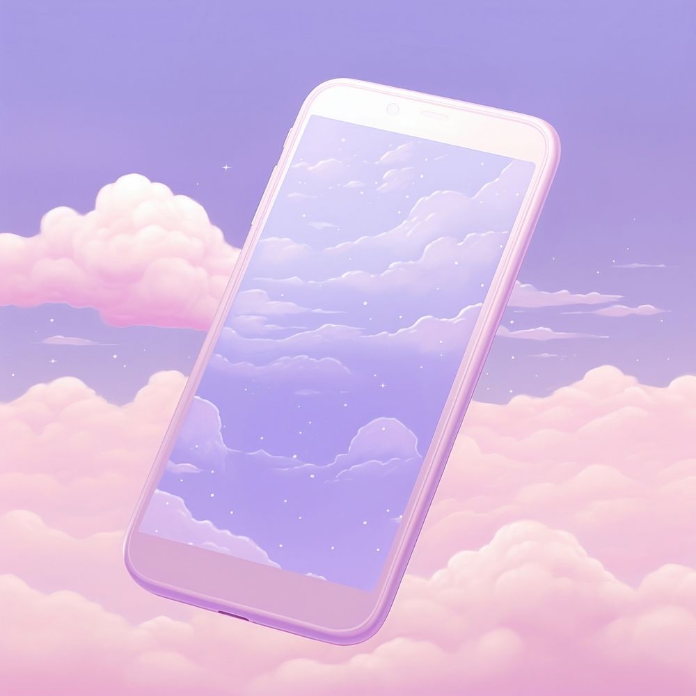 Smart phone purple cloud portability. AI generated Image by rawpixel.