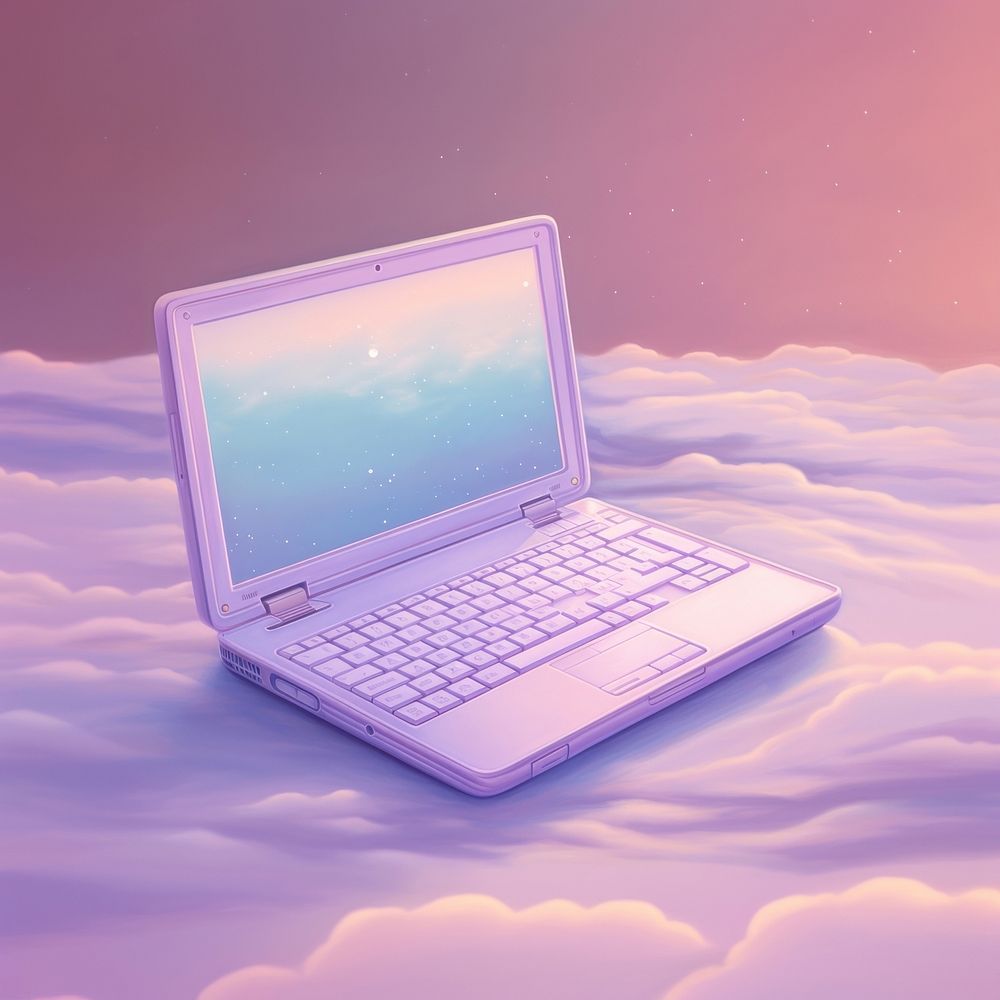 A pastel purple laptop computer electronics technology.