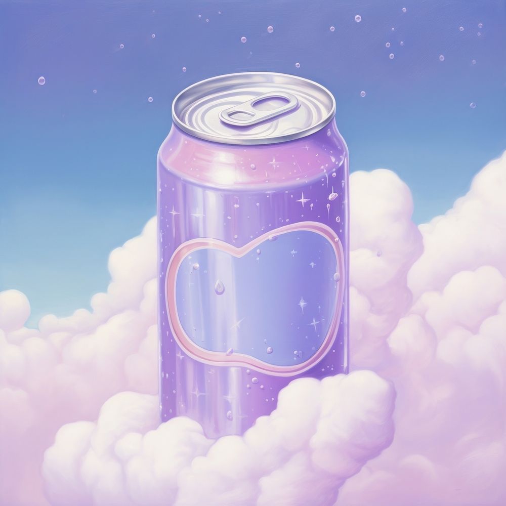 Purple cloud soda tin. AI generated Image by rawpixel.