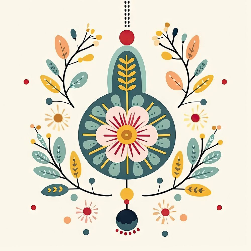 Christmas hanging decoration art graphics pattern. AI generated Image by rawpixel.
