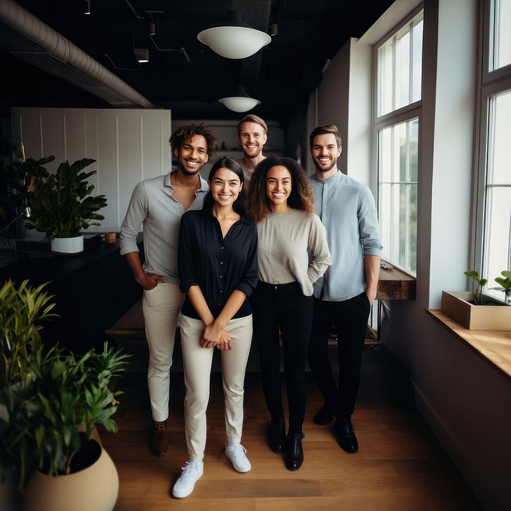 4 people business team smiling adult men. AI generated Image by rawpixel.