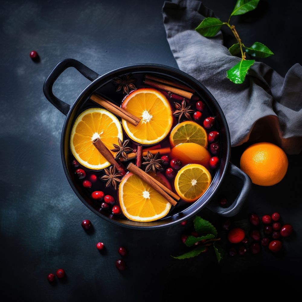 Spiced citrus mulled wine organic spice food. AI generated Image by rawpixel.