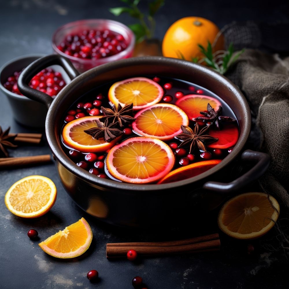 Spiced citrus mulled wine spice table food. AI generated Image by rawpixel.