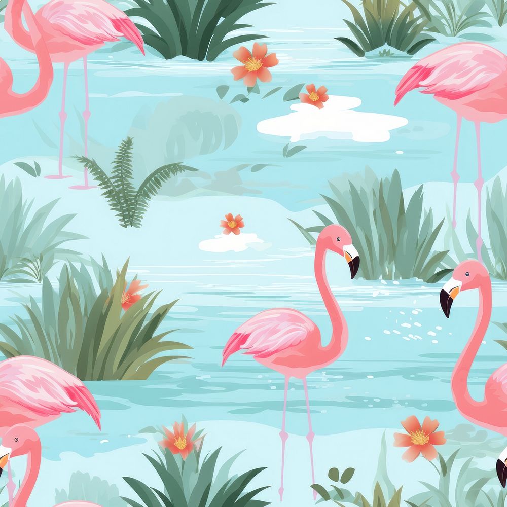Summer swimswear backgrounds flamingo pattern. AI generated Image by rawpixel.