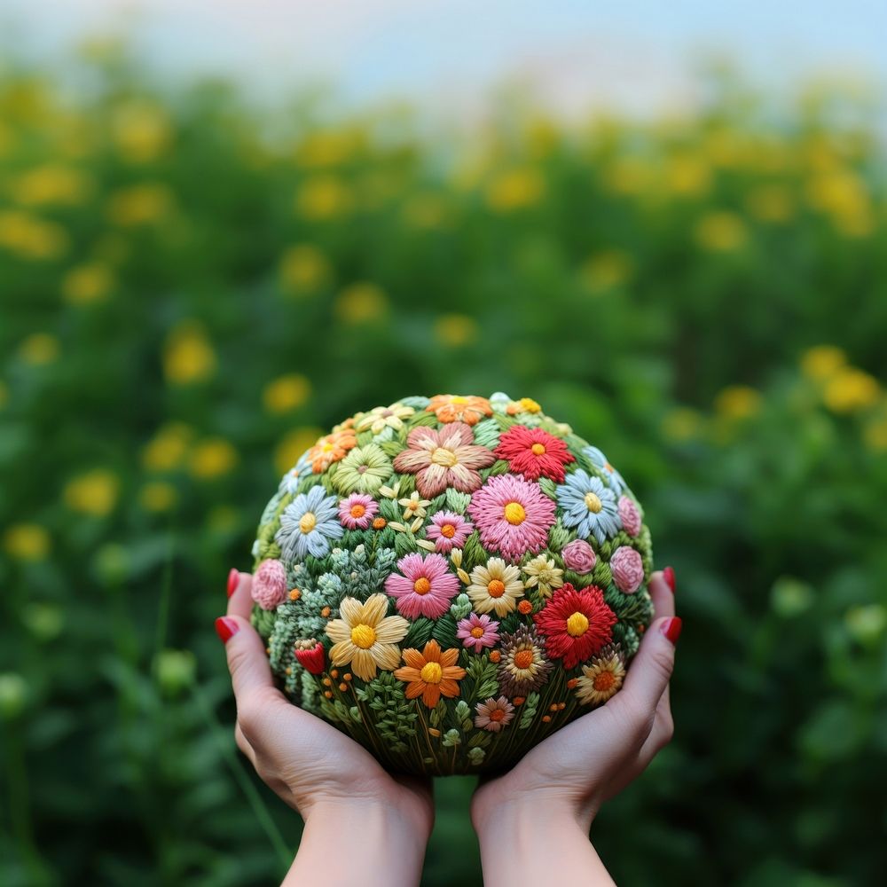Cute little flowers sphere plant hand. AI generated Image by rawpixel.