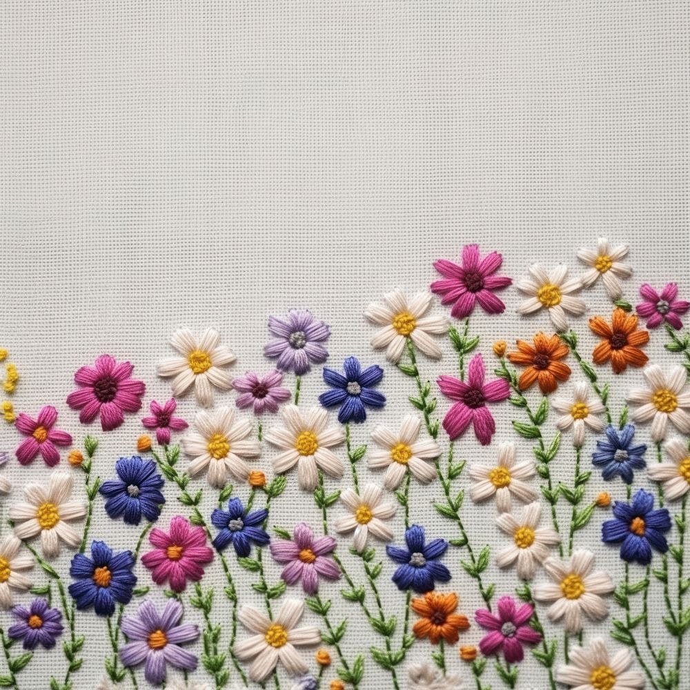 Cute little flowers embroidery pattern cross-stitch. AI generated Image by rawpixel.