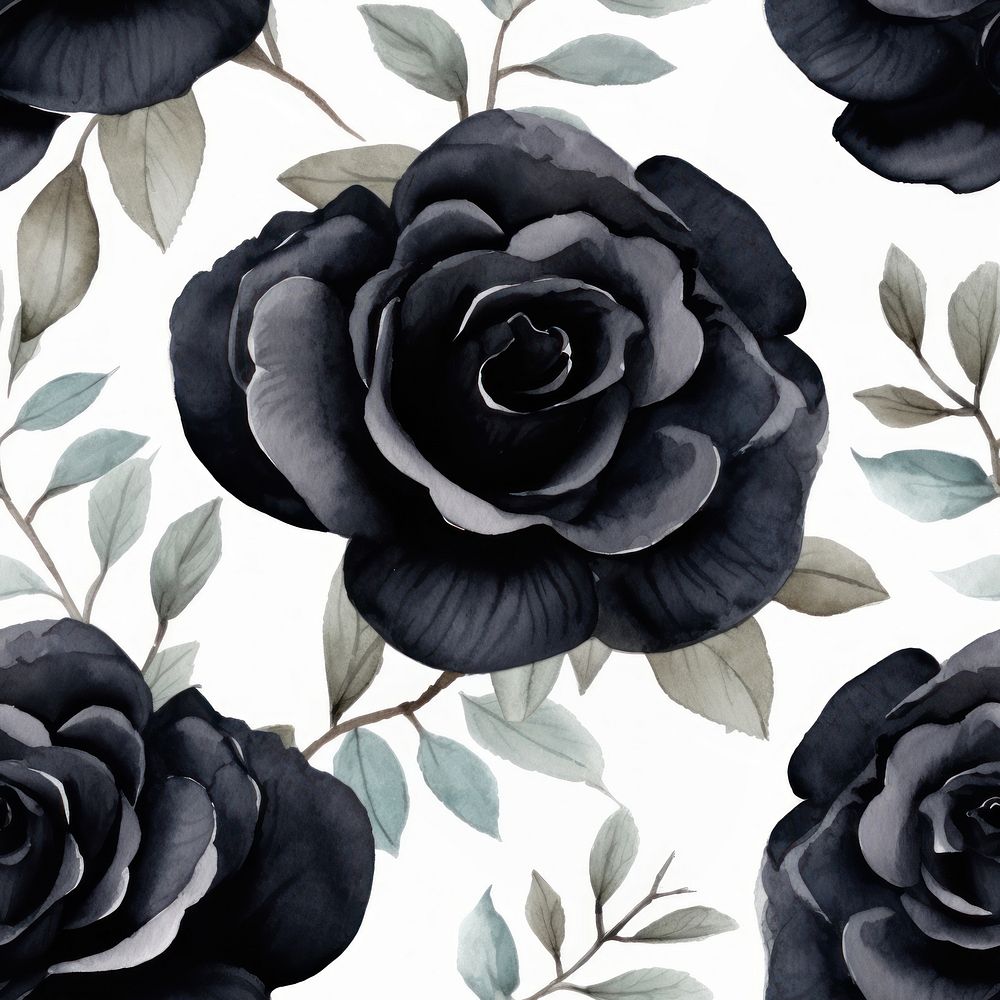 Black rose flower pattern plant inflorescence. AI generated Image by rawpixel.
