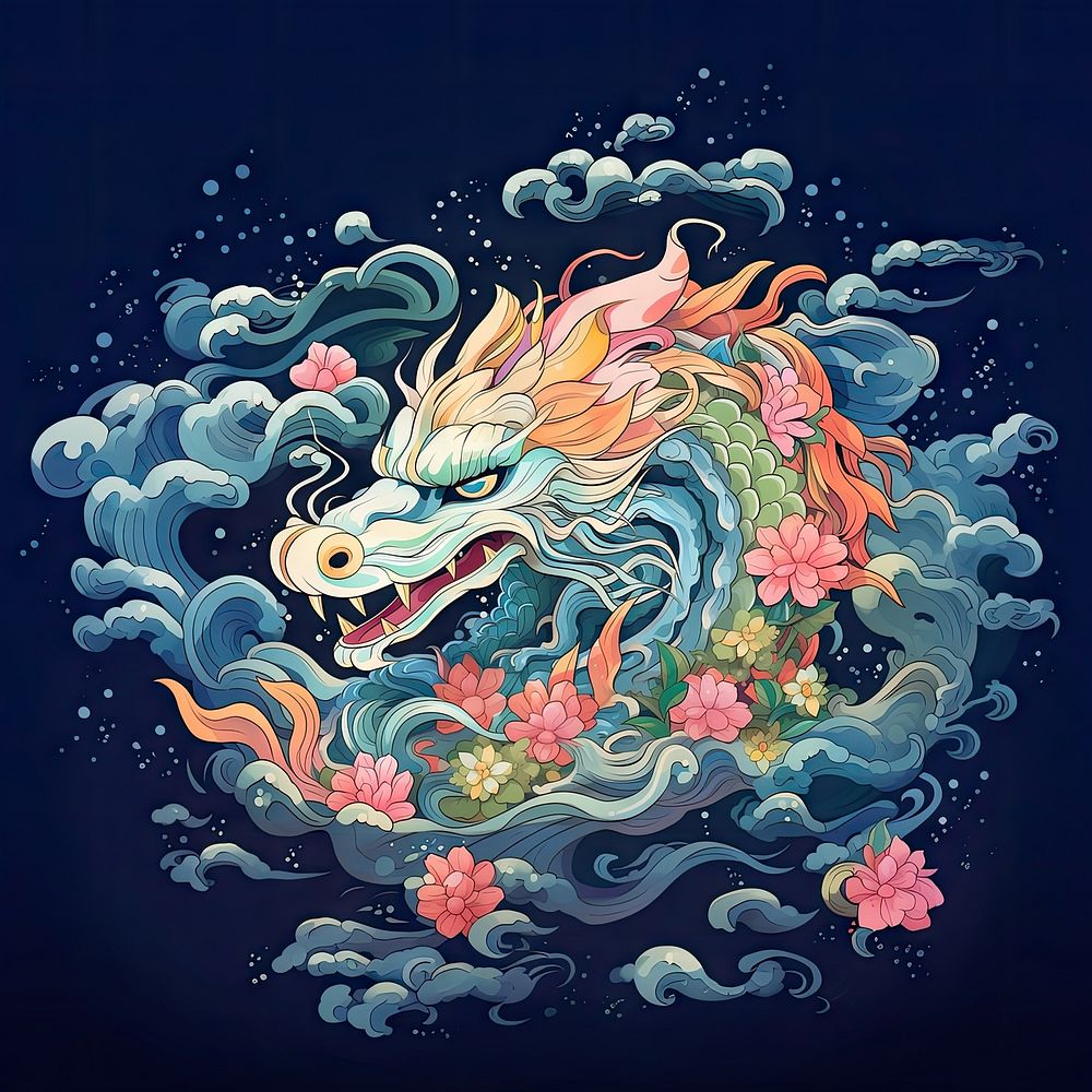 Zodiac dragon art cartoon pattern. 