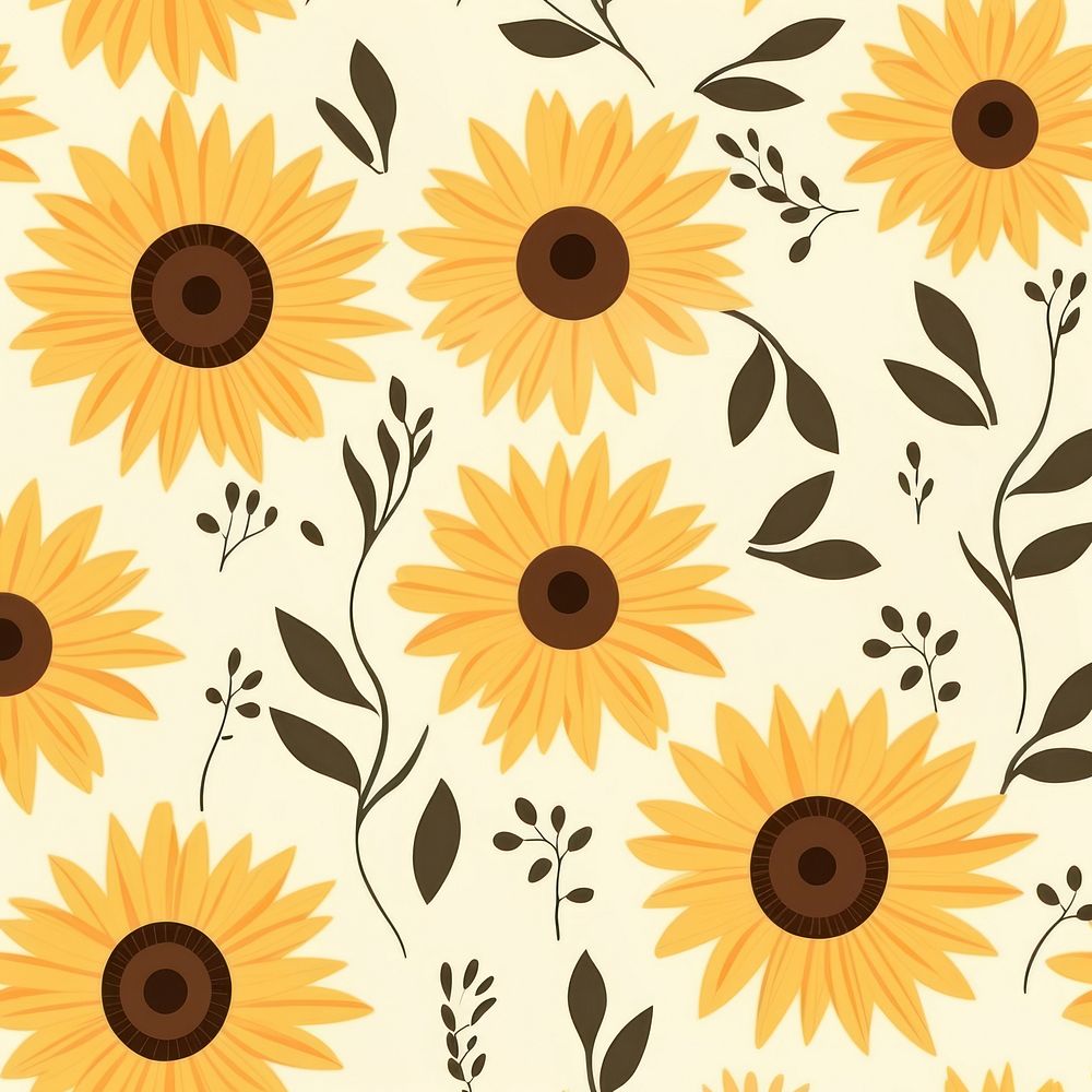 Sunflower pattern backgrounds . AI generated Image by rawpixel.