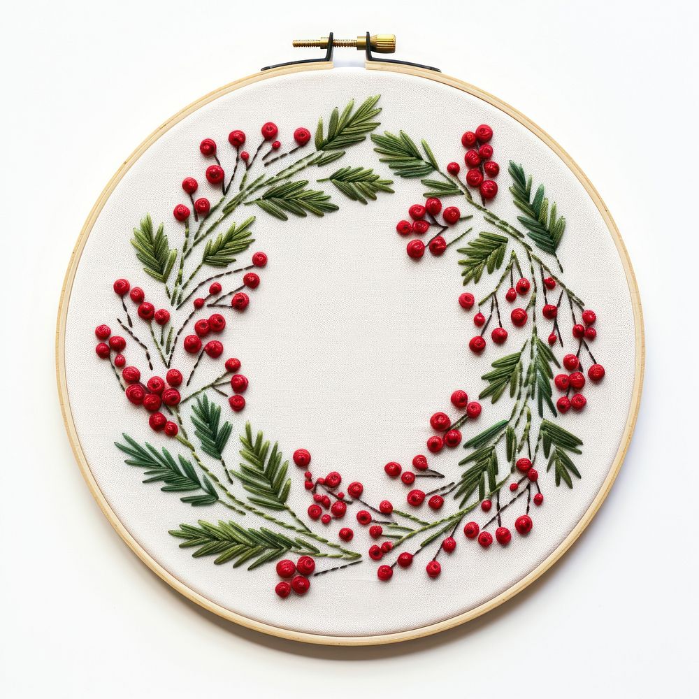 PNG A Christmas wreath embroidery pattern cross-stitch celebration. AI generated Image by rawpixel.