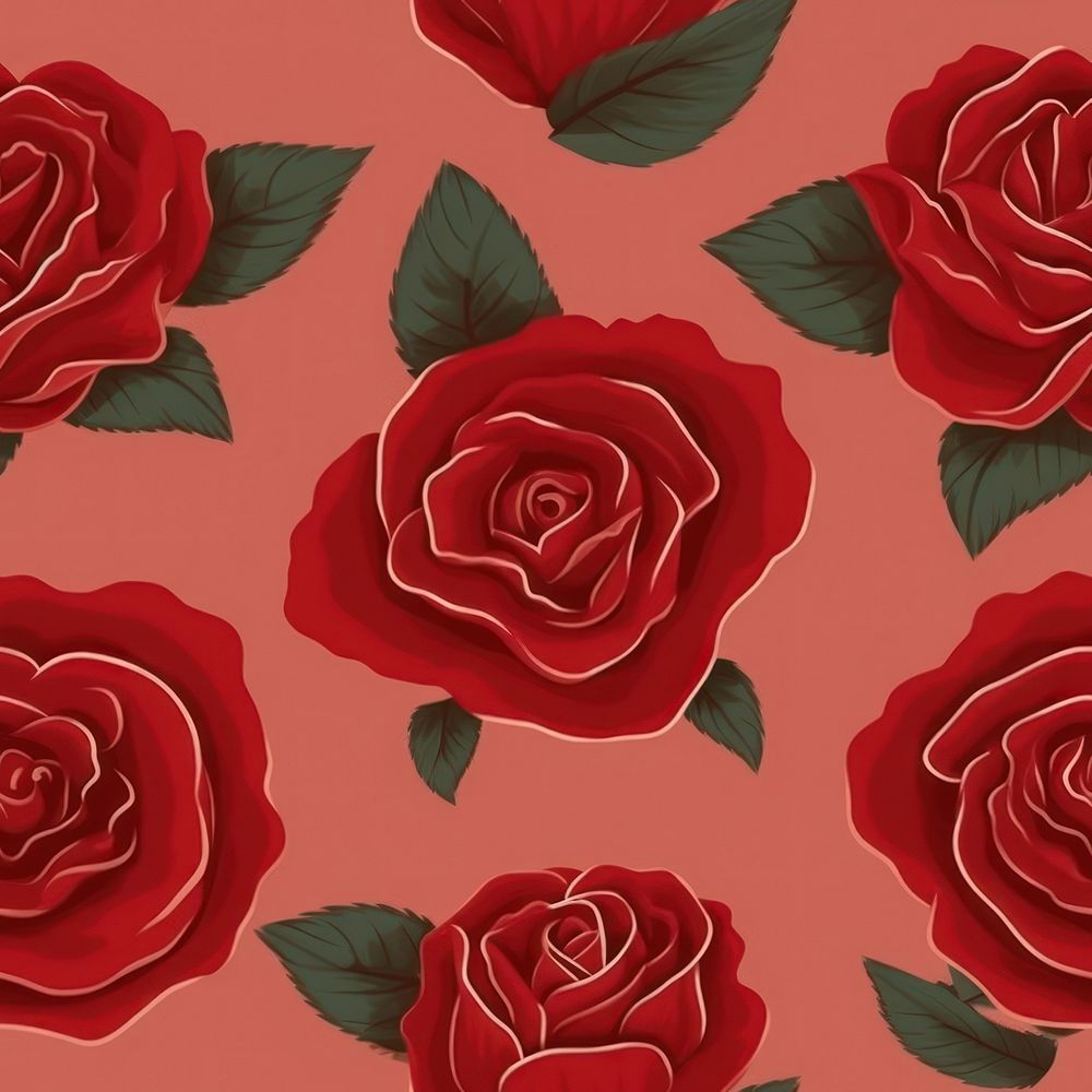 Red rose pattern flower backgrounds. AI generated Image by rawpixel.