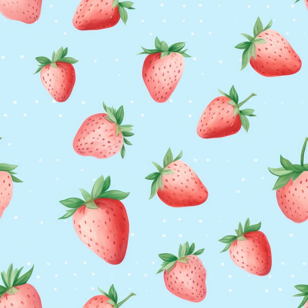 Strawberry pastel pattern fruit plant. AI generated Image by rawpixel.