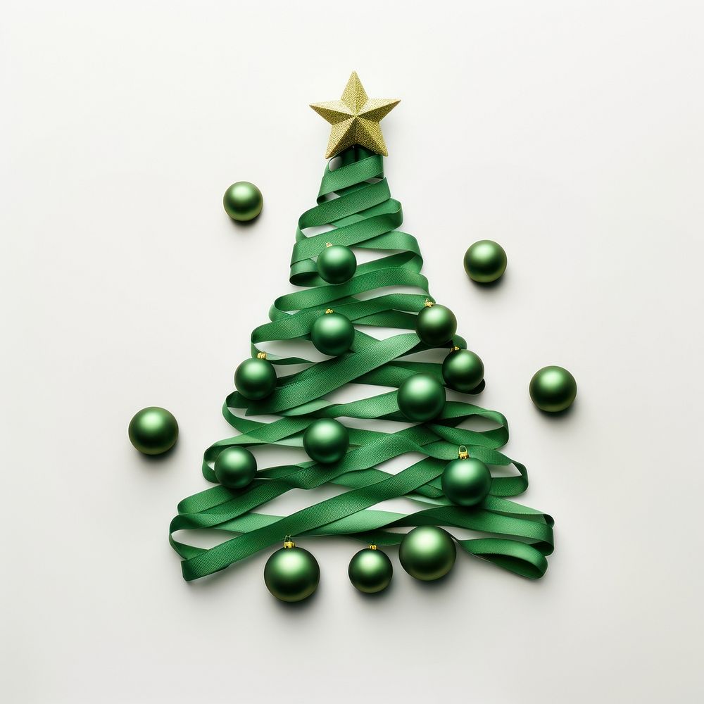 Christmas tree ornament ribbon green. AI generated Image by rawpixel.