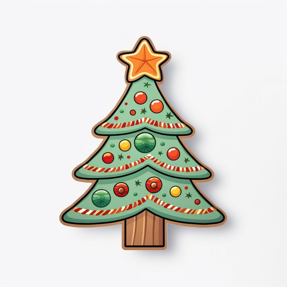 Christmas tree sticker christmas white background representation. AI generated Image by rawpixel.