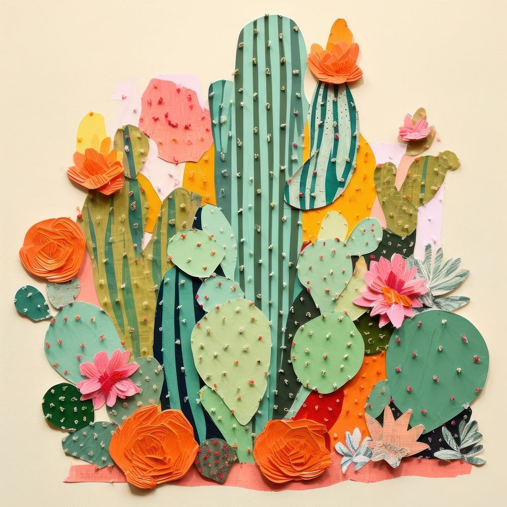 Chin Cactus cactus plant art. AI generated Image by rawpixel.