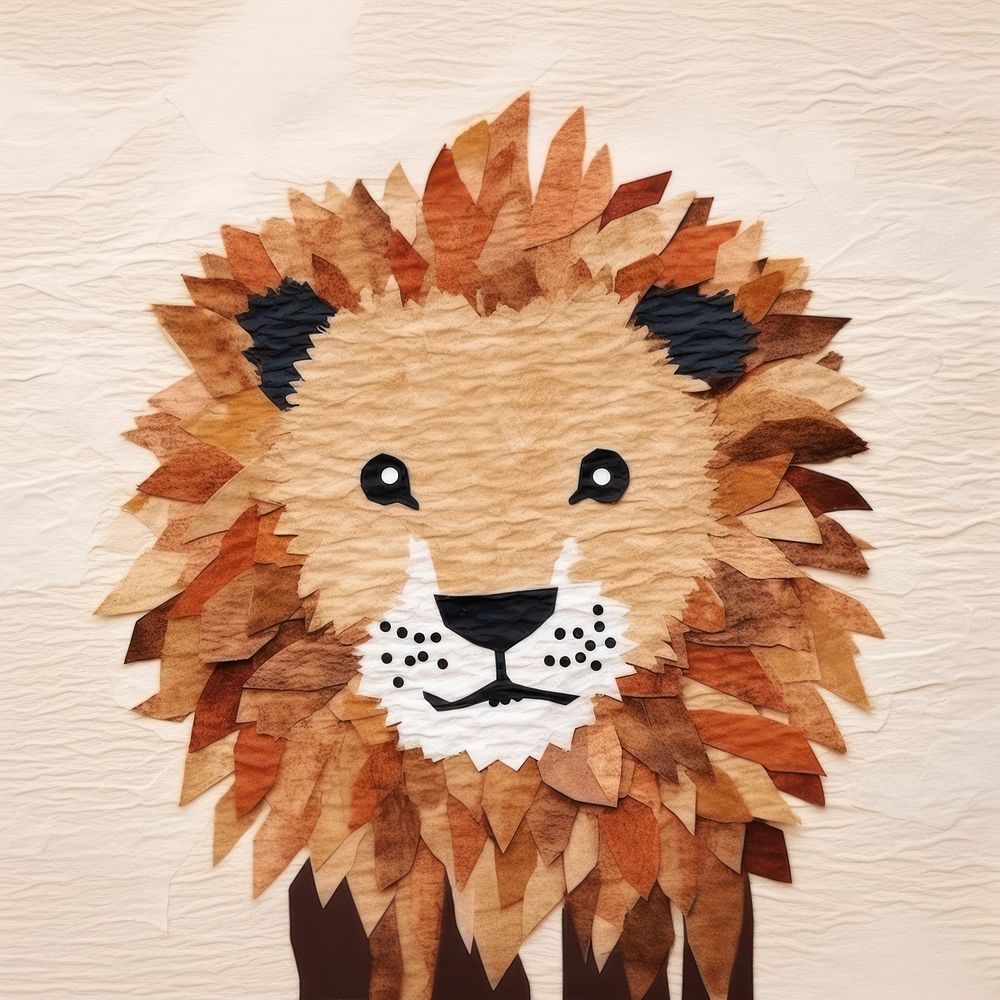 Retro lion pattern mammal animal. AI generated Image by rawpixel.