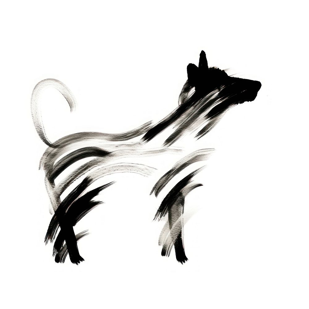 Dog silhouette drawing animal. AI generated Image by rawpixel.