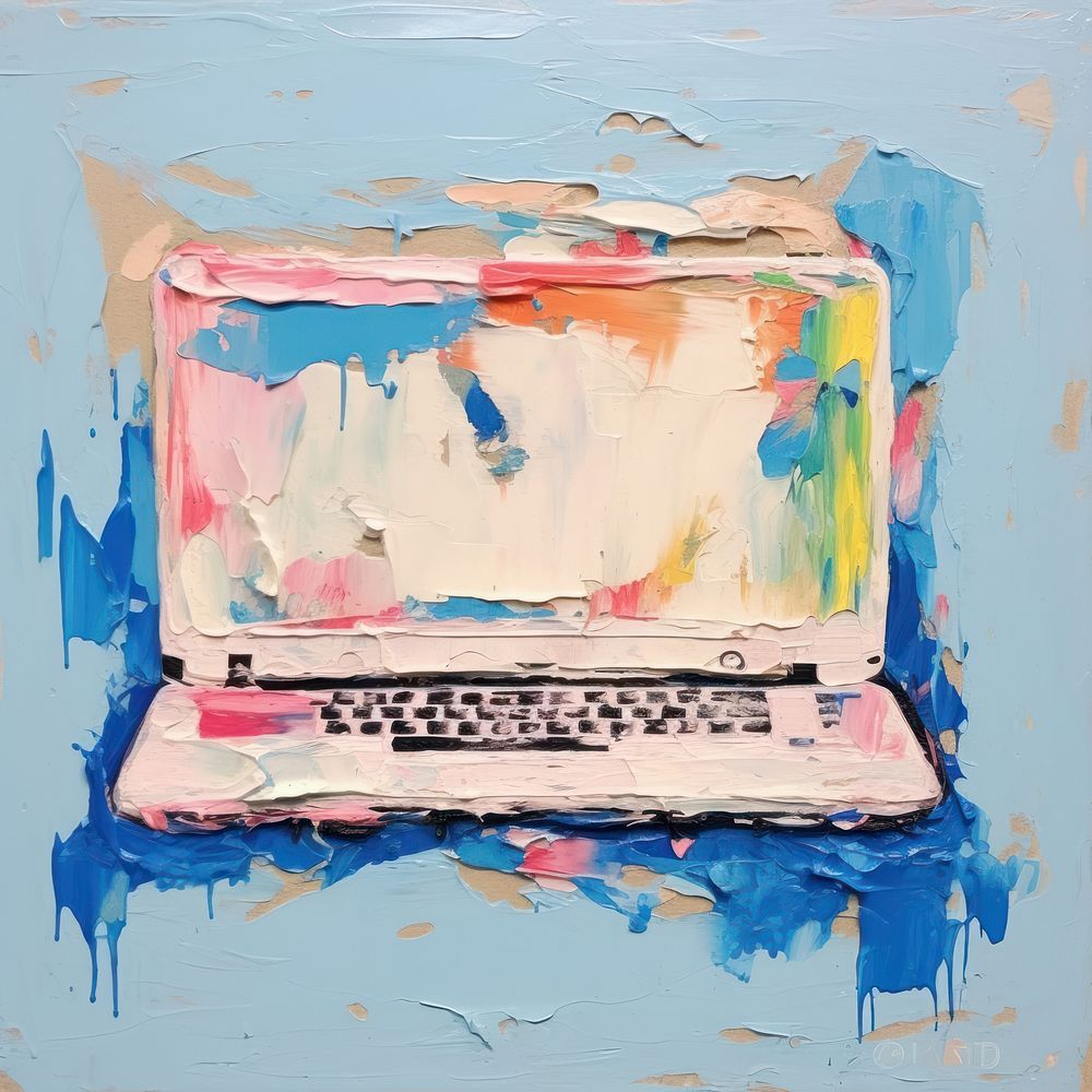 Laptop computer painting art. AI generated Image by rawpixel.