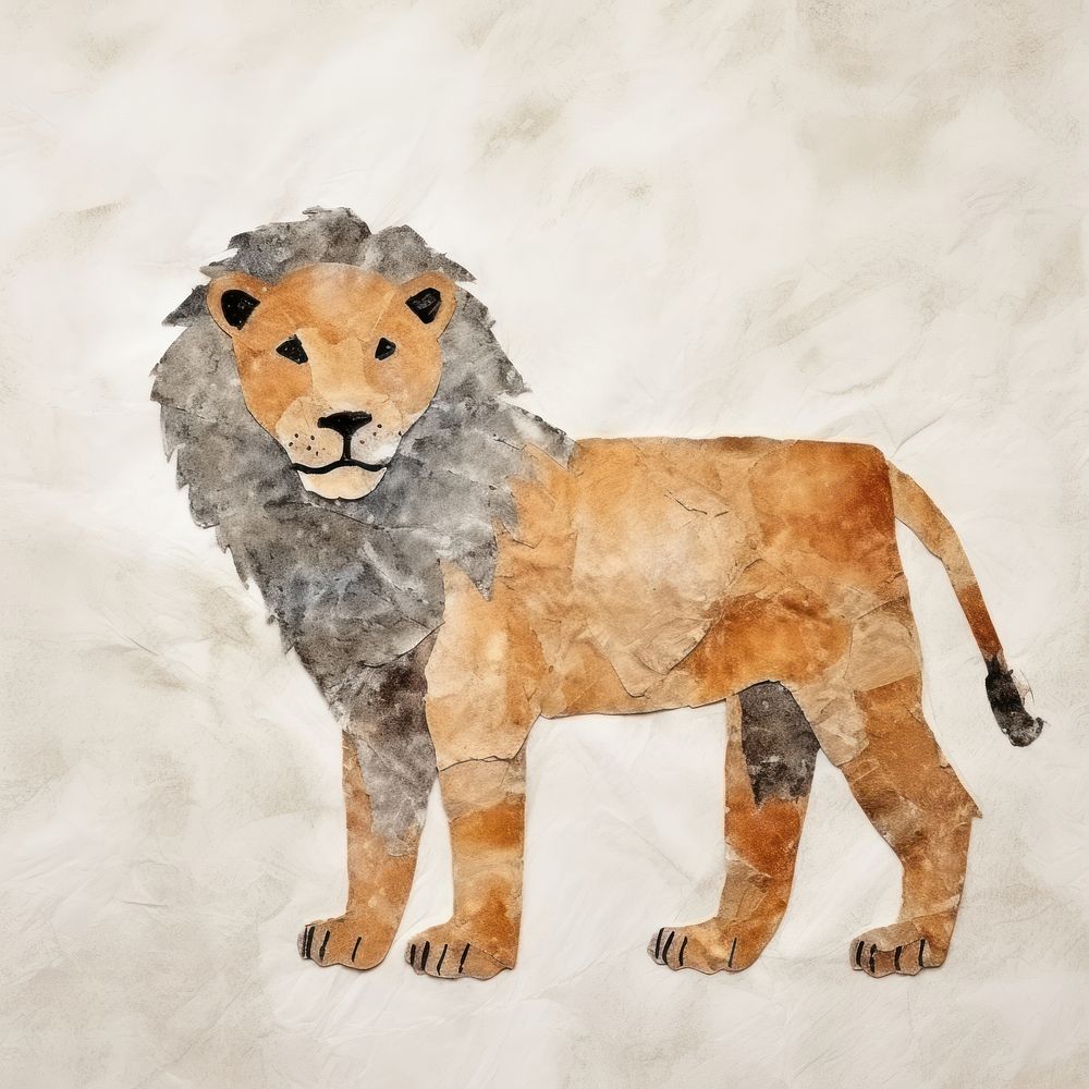 Retro lion wildlife mammal animal. AI generated Image by rawpixel.