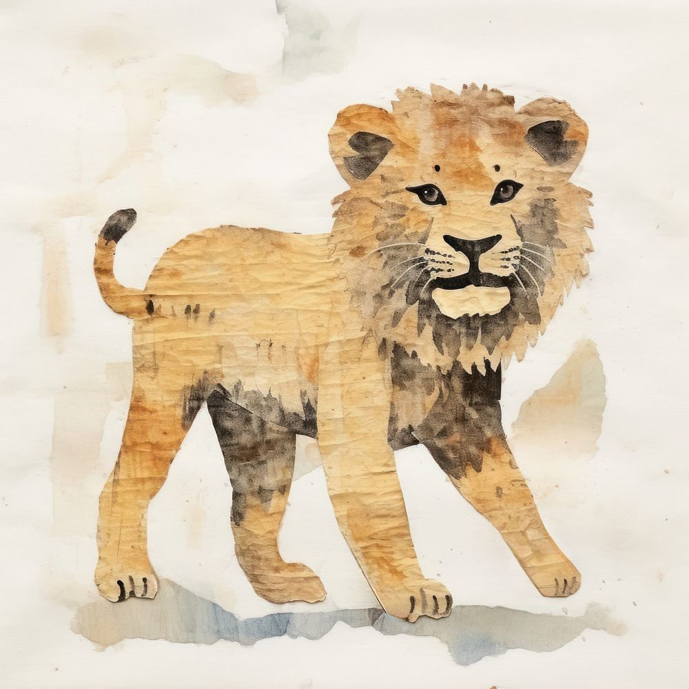 Retro lion mammal animal art. AI generated Image by rawpixel.