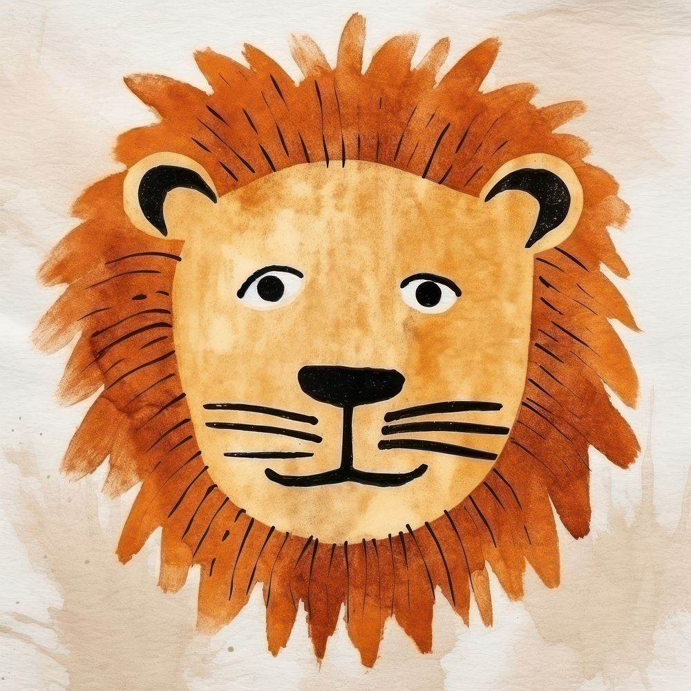 Retro lion mammal animal craft. AI generated Image by rawpixel.