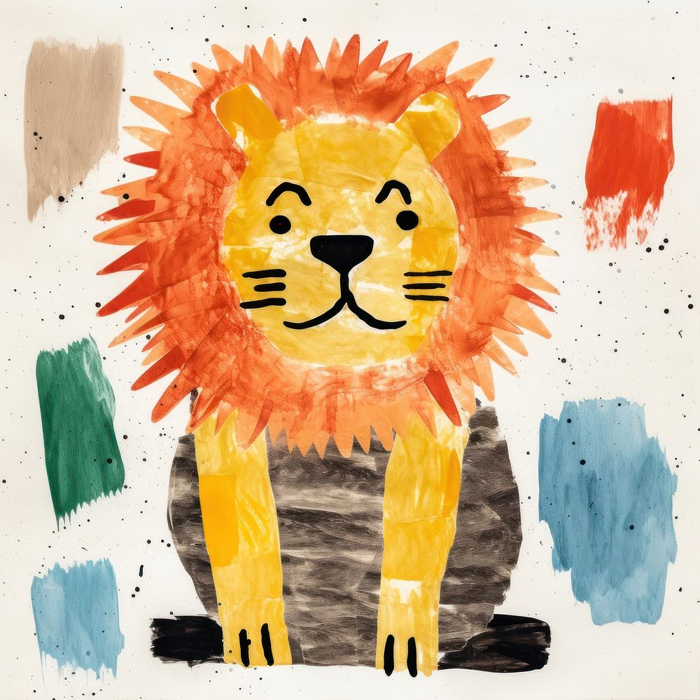 Lion painting animal art. AI generated Image by rawpixel.