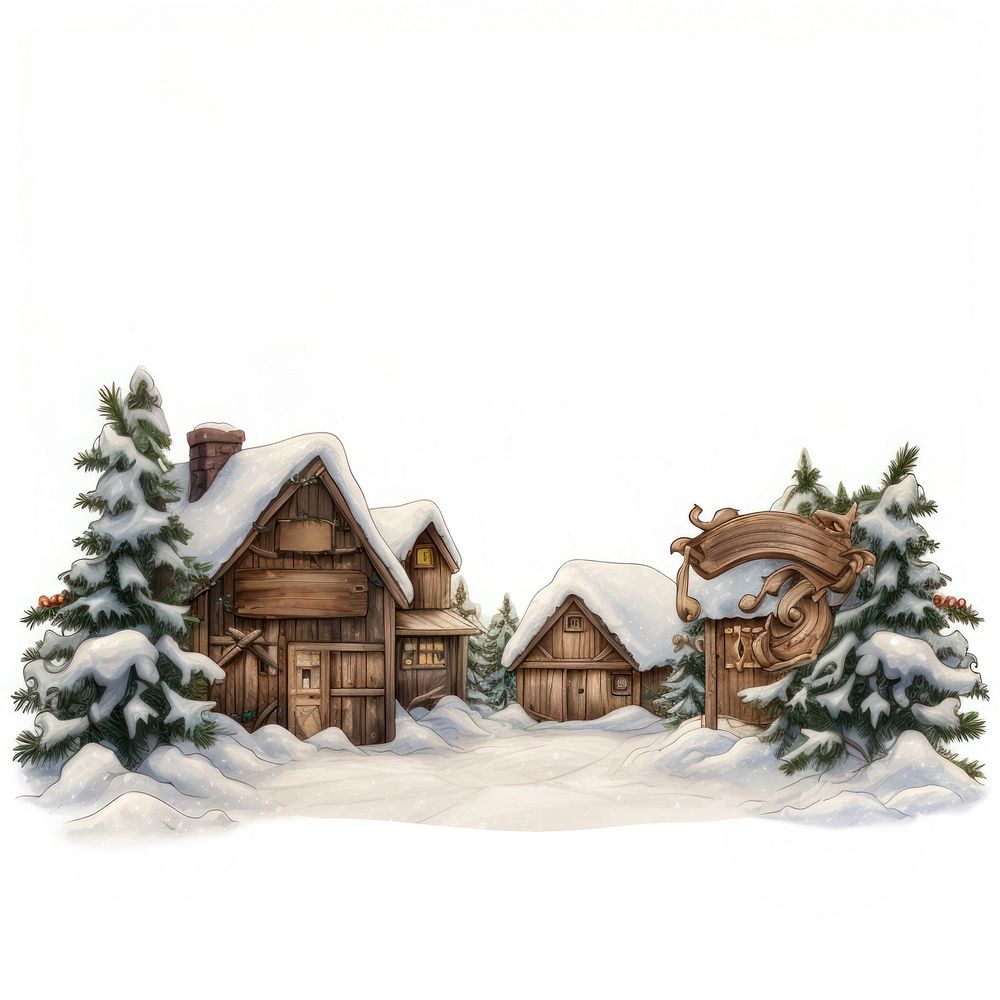 Christmas wooden street signboad architecture christmas building. AI generated Image by rawpixel.