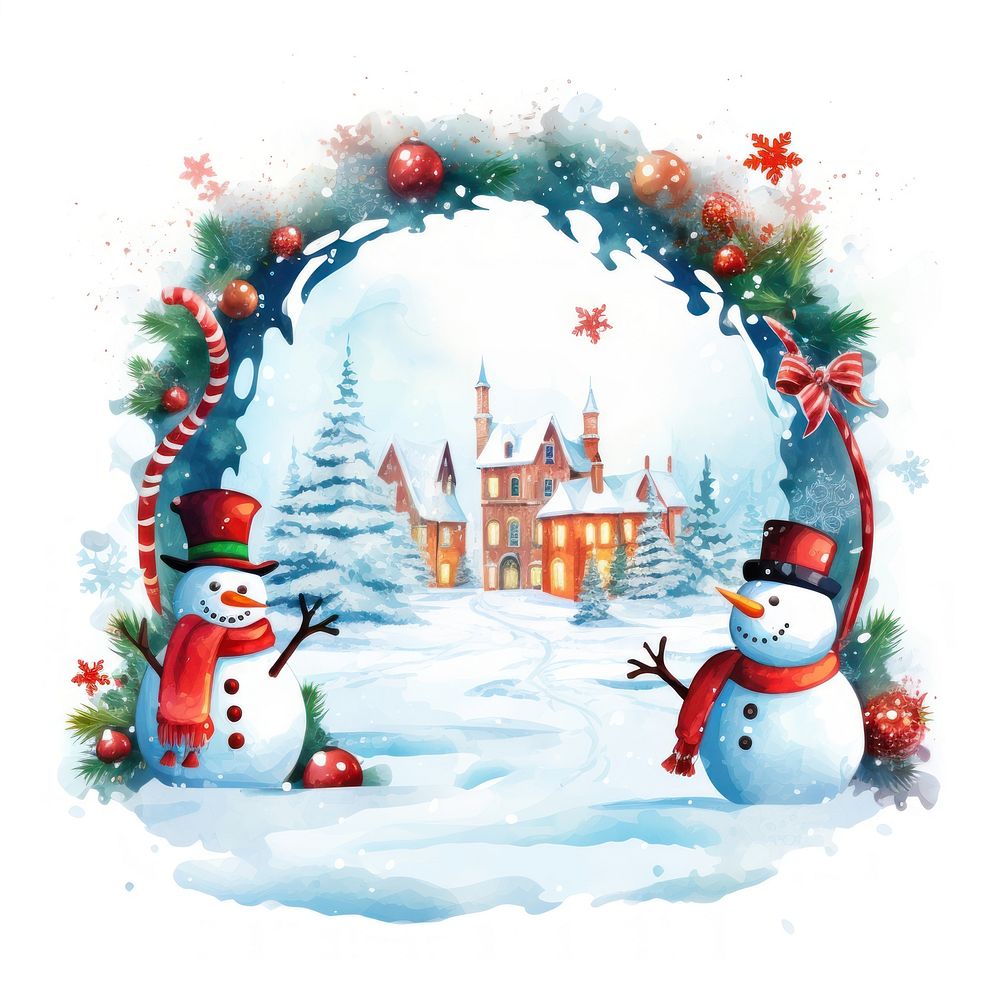Christmas signboad snow christmas snowman. AI generated Image by rawpixel.
