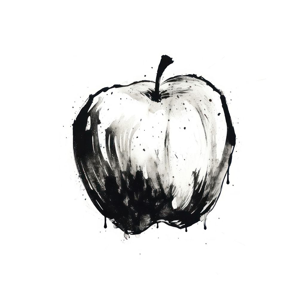 Apple drawing sketch white. AI generated Image by rawpixel.