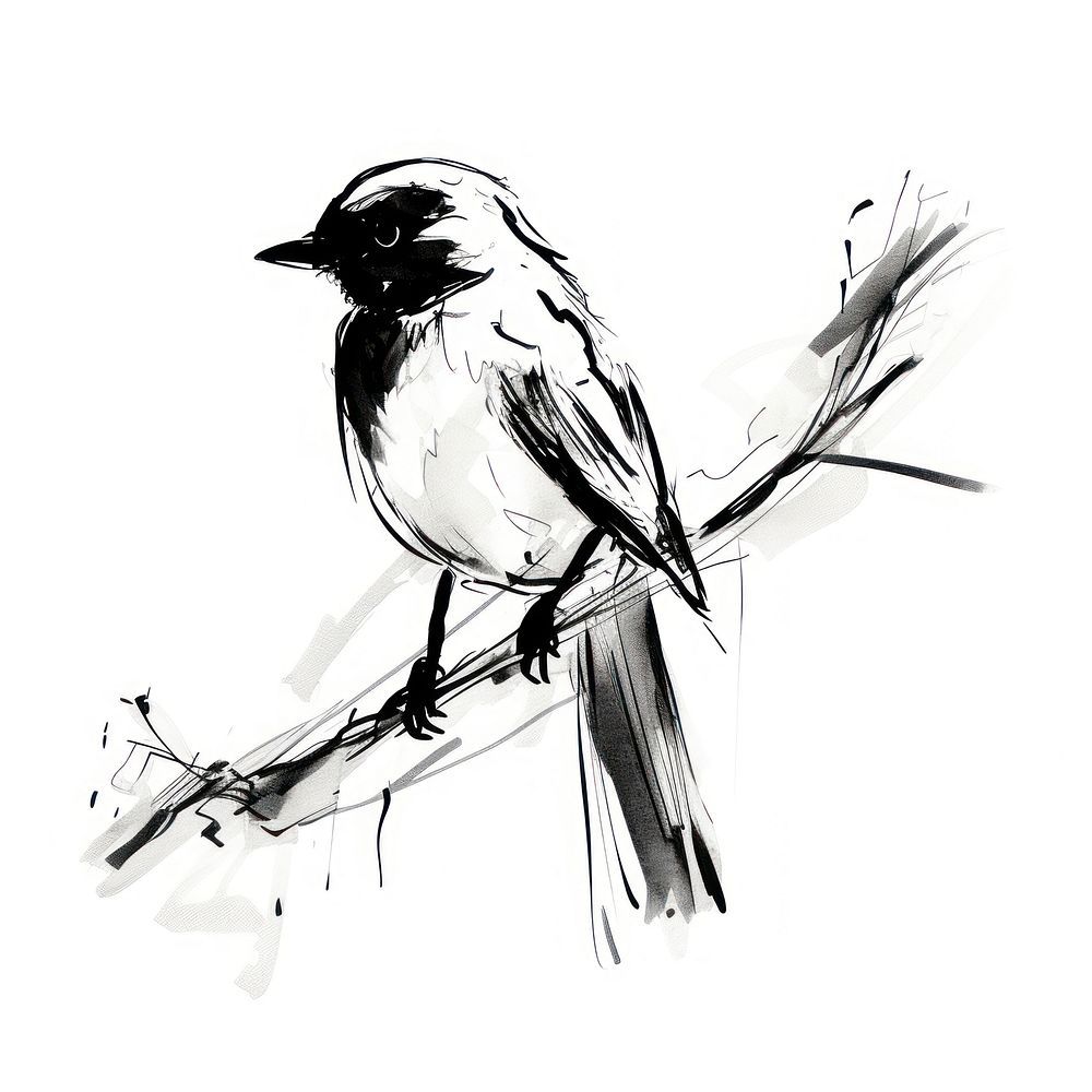 Bird sparrow drawing animal. AI generated Image by rawpixel.