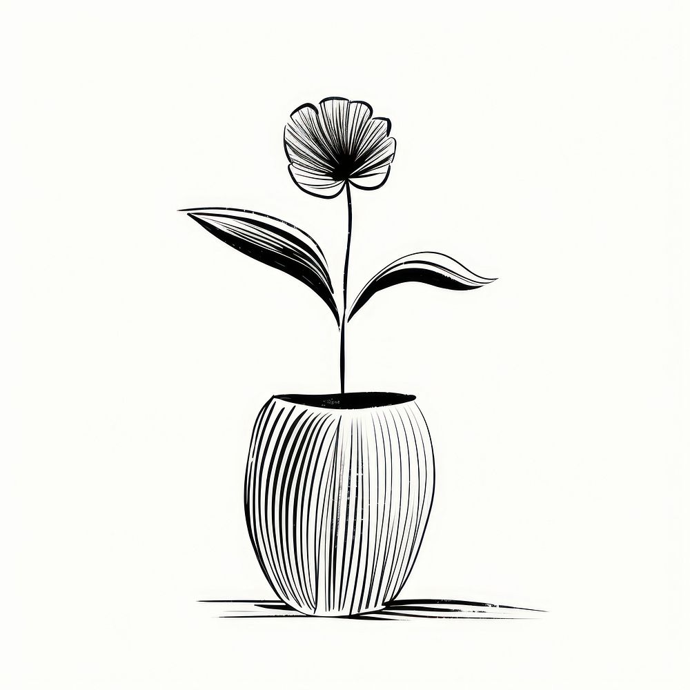 Flower plant drawing sketch. AI generated Image by rawpixel.